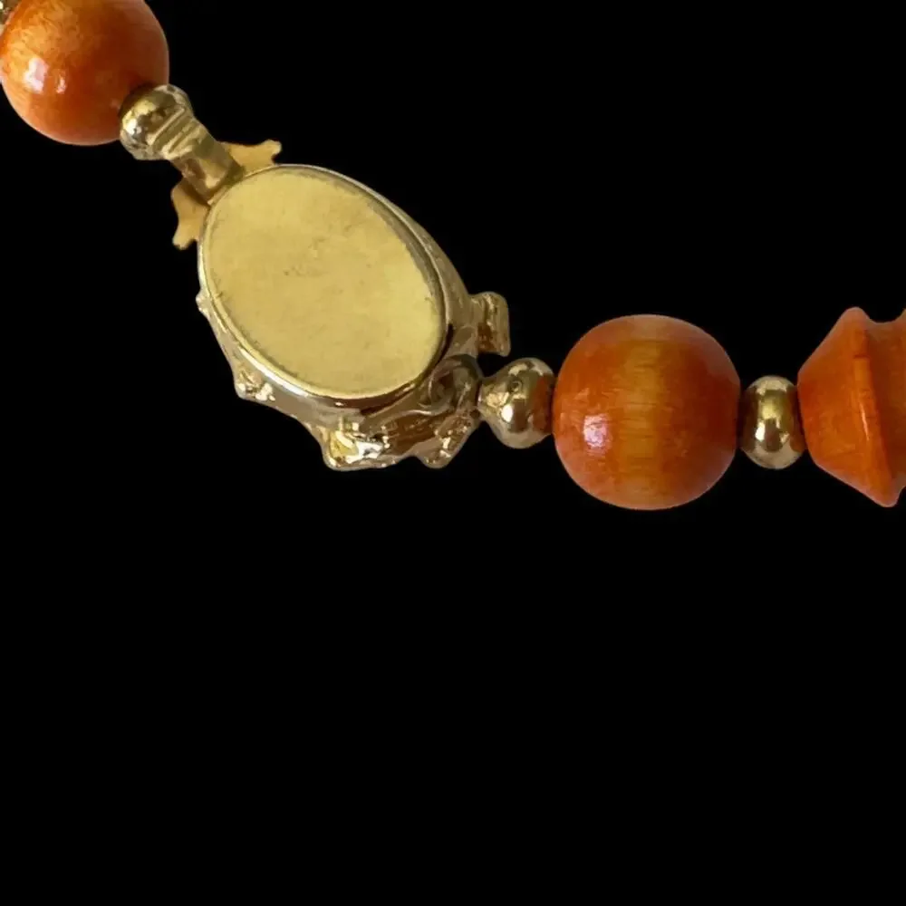 Vintage Mode-Art Signed Orange Bead Costume Necklace & Earrings Arthur Pepper